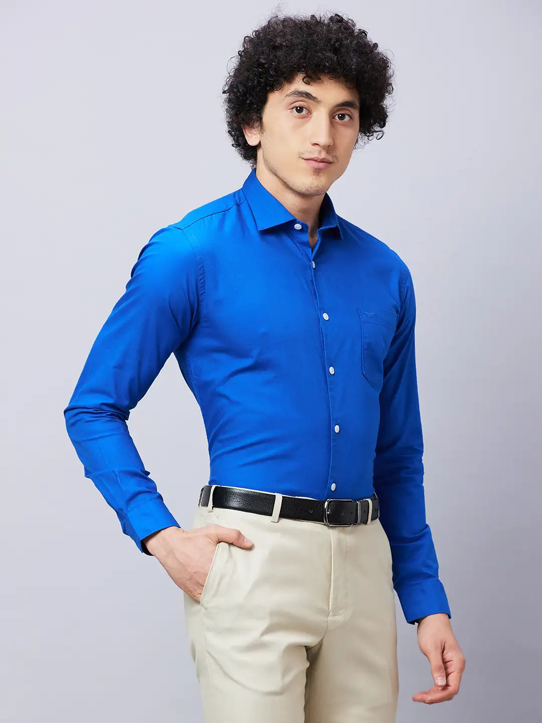 Park Avenue Men Grey Solid Slim Fit Cotton Shirts