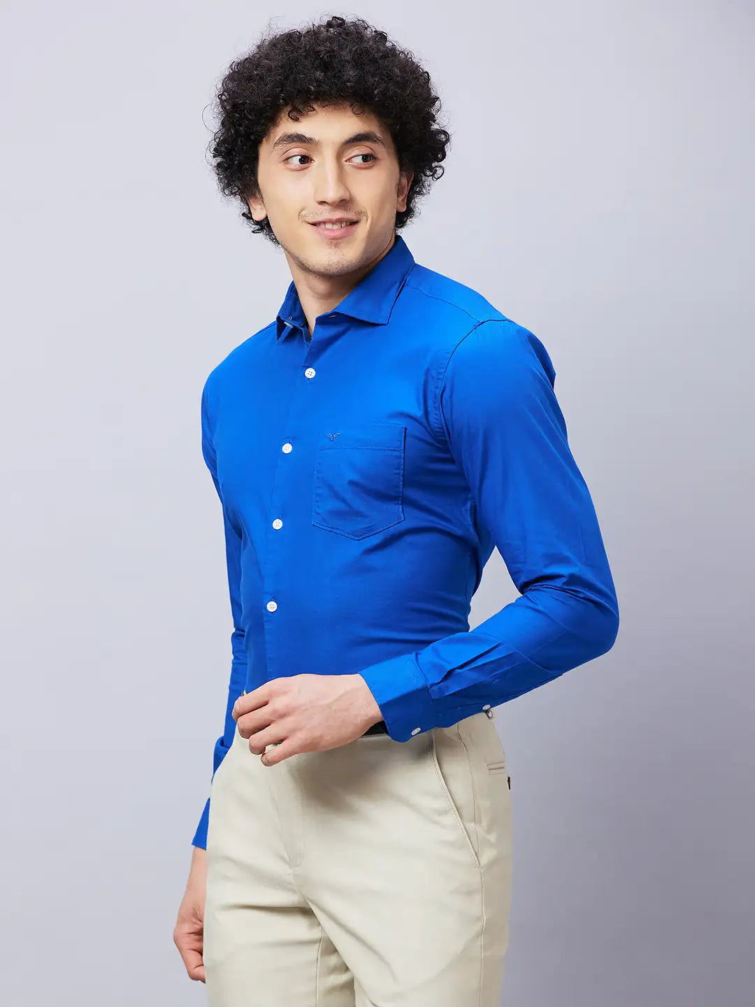 Park Avenue Men Grey Solid Slim Fit Cotton Shirts