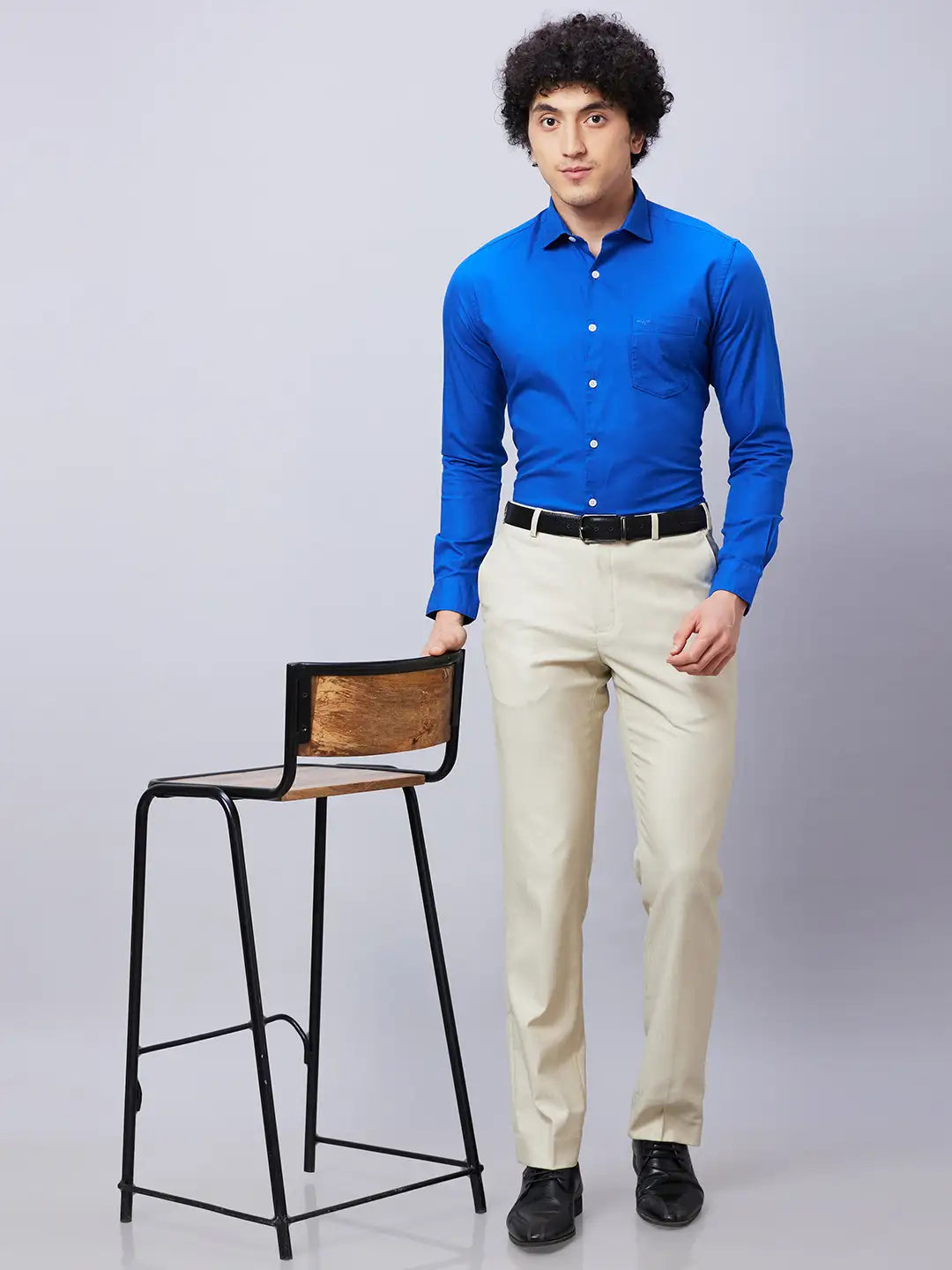 Park Avenue Men Grey Solid Slim Fit Cotton Shirts