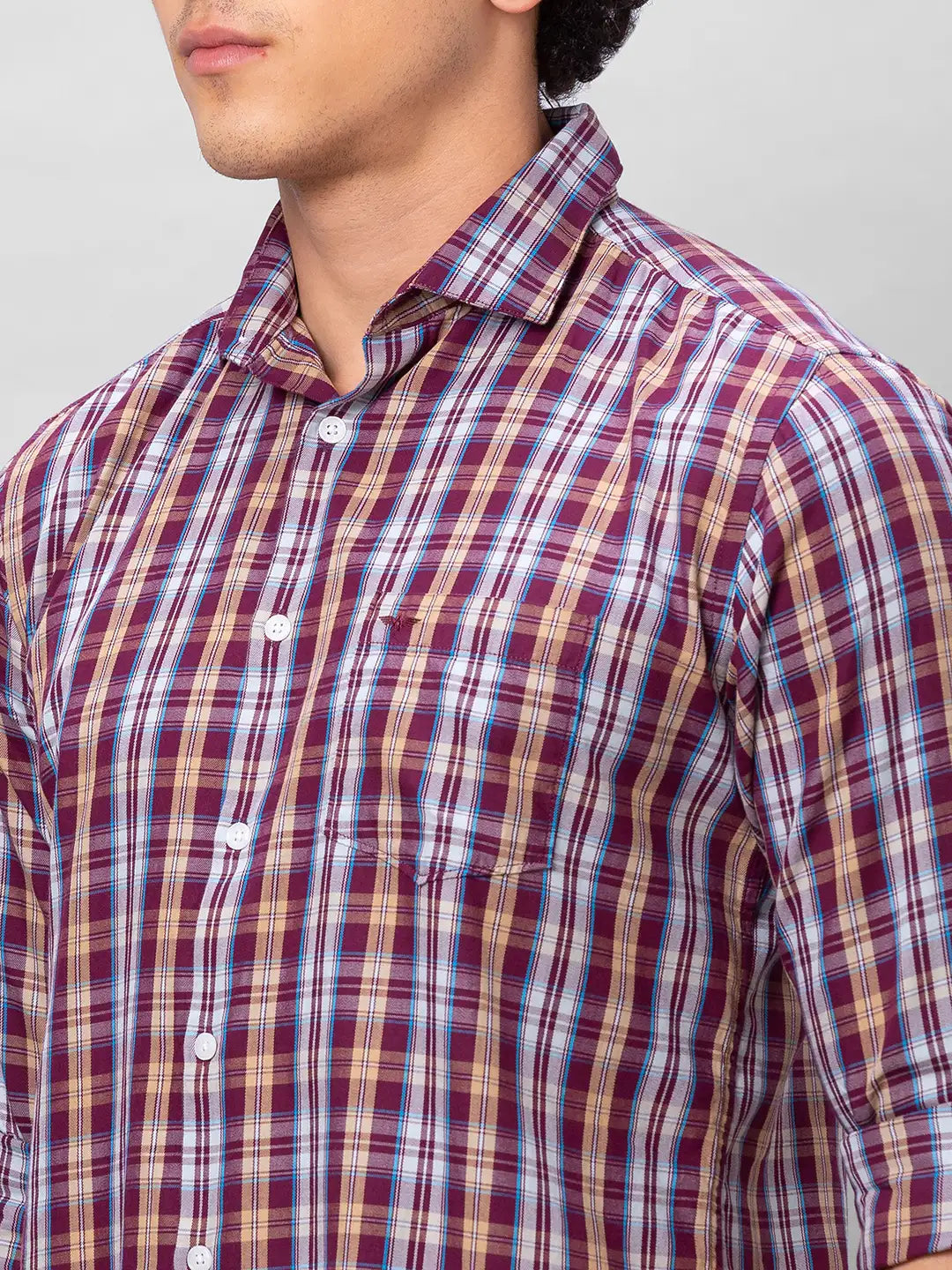 Park Avenue Men Blue Checks Slim Fit Cotton Shirts