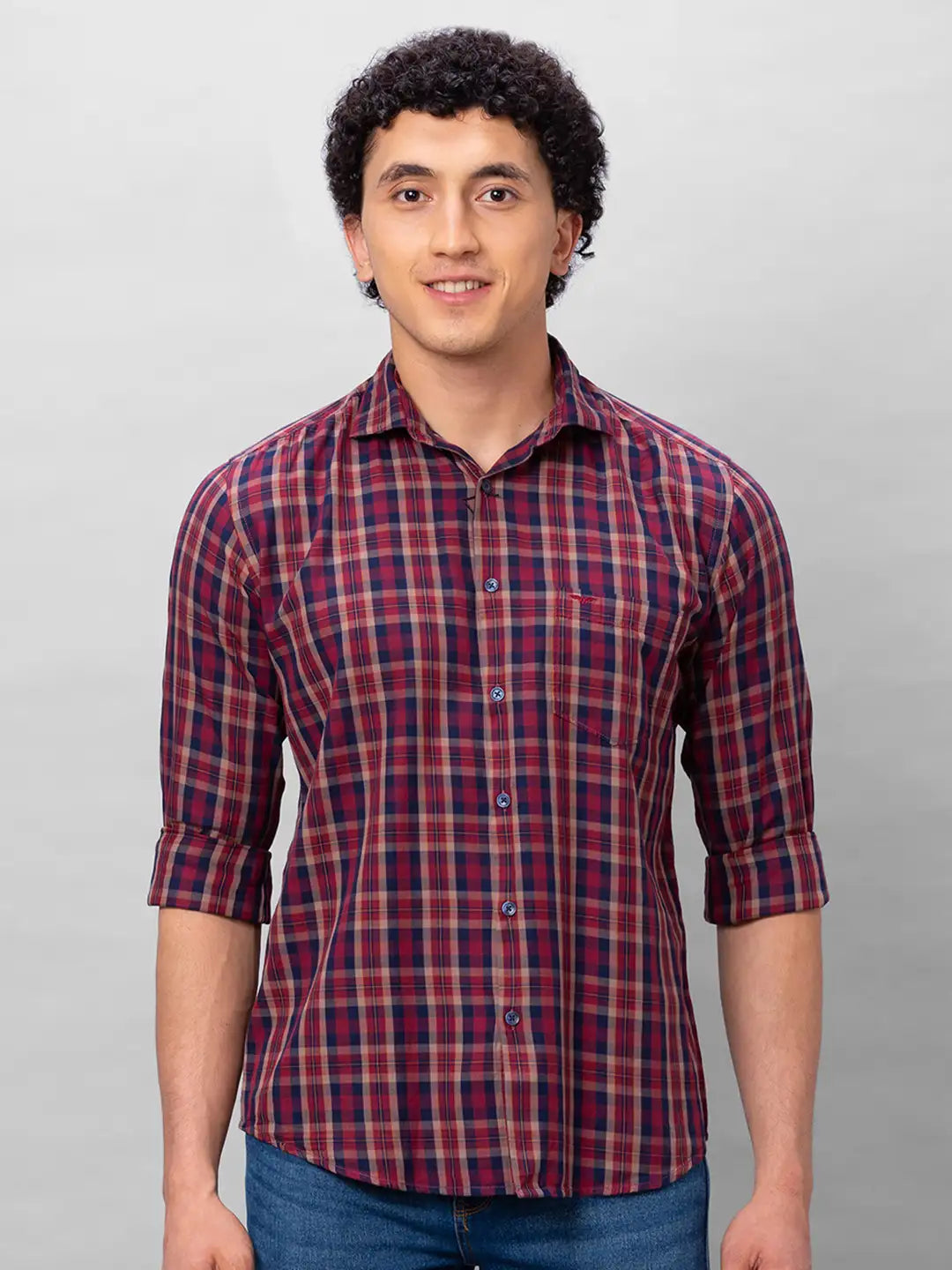 Park Avenue Men Blue Argyle Regular Wool Blend Full Sleeve Pullover
