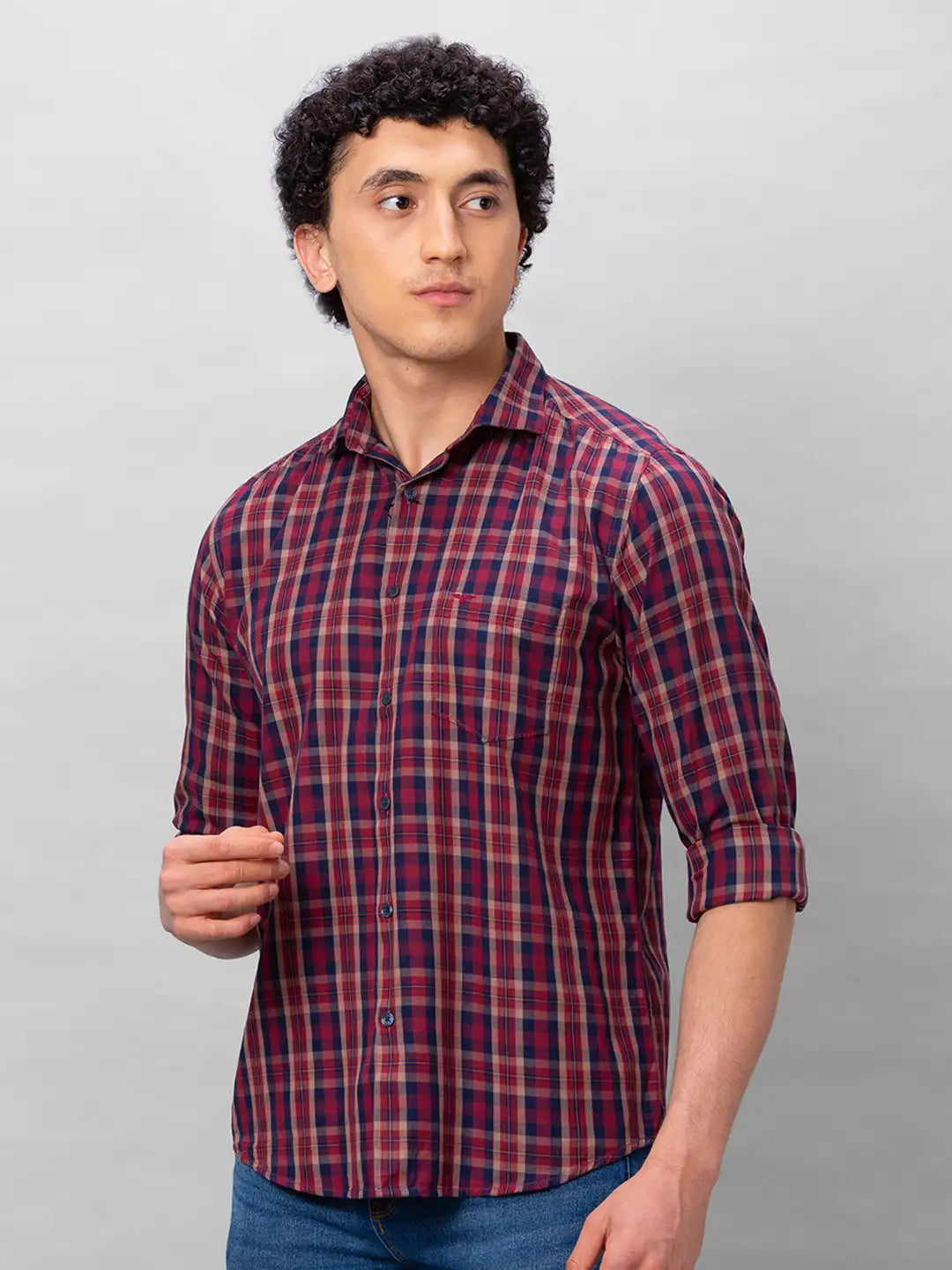 Park Avenue Men Blue Argyle Regular Wool Blend Full Sleeve Pullover