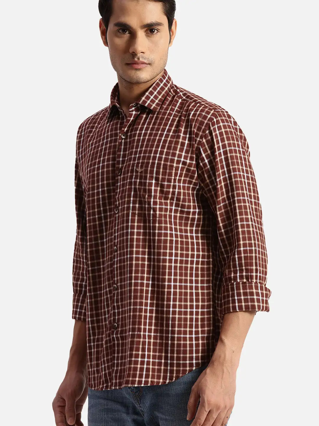Park Avenue Slim Fit Checkered Dark Blue Shirt