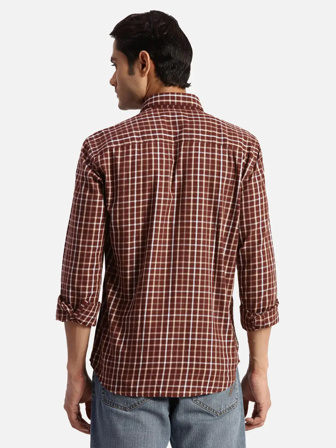 Park Avenue Slim Fit Checkered Dark Blue Shirt