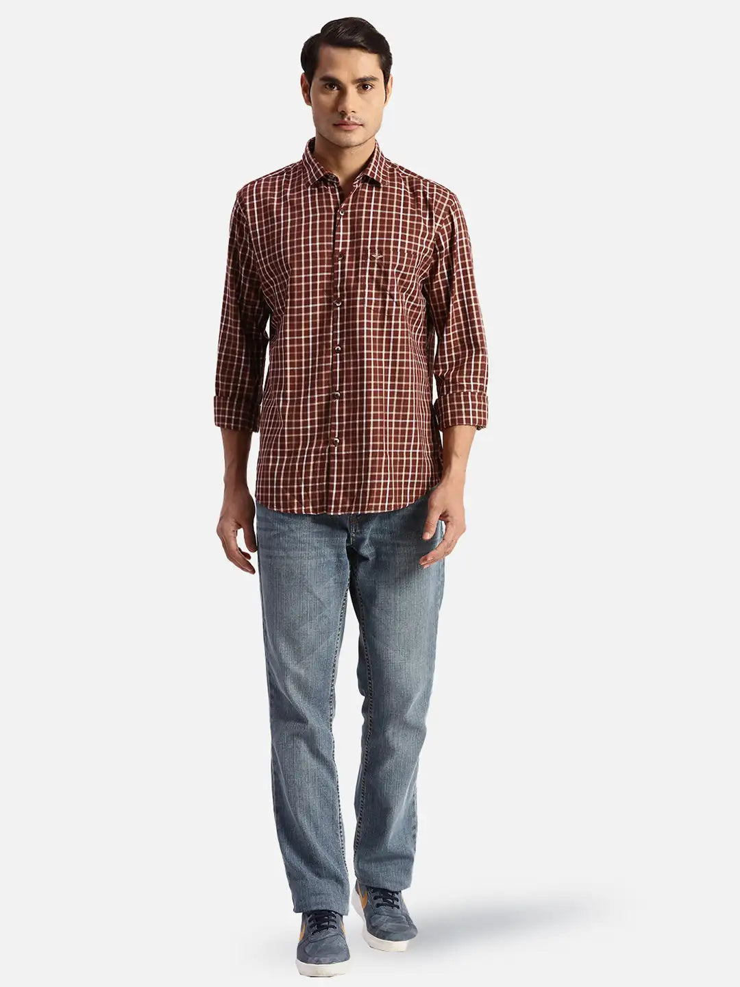 Park Avenue Slim Fit Checkered Dark Blue Shirt