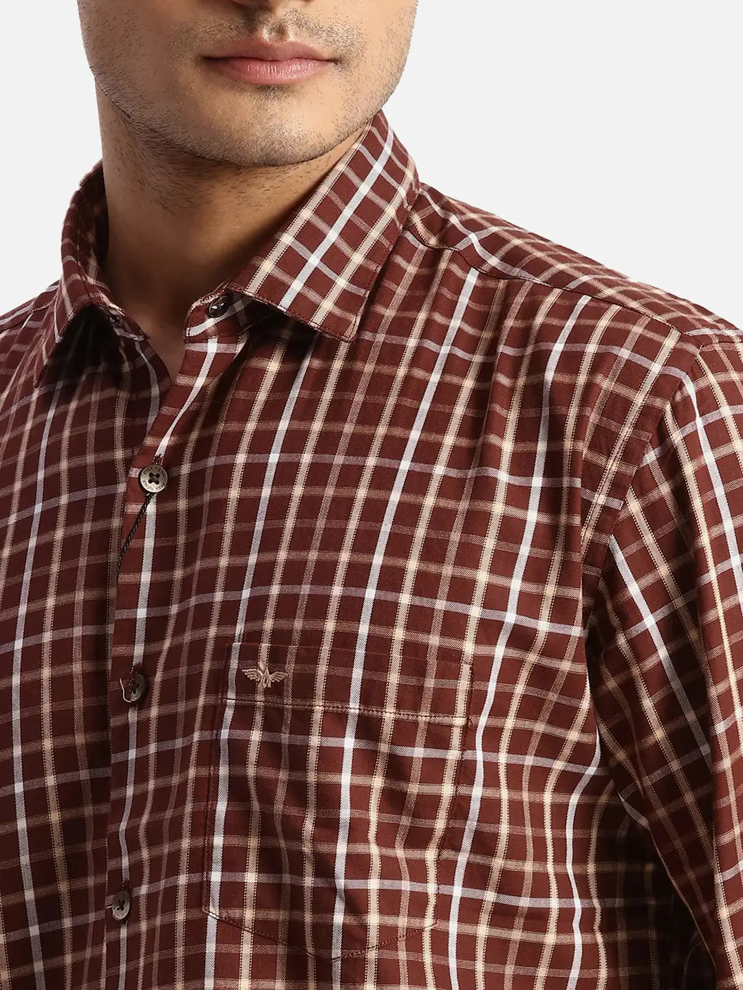 Park Avenue Slim Fit Checkered Dark Blue Shirt