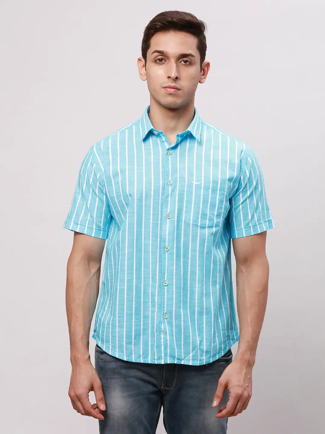 Men White Super Slim Fit Solid Cotton Blend Shirts