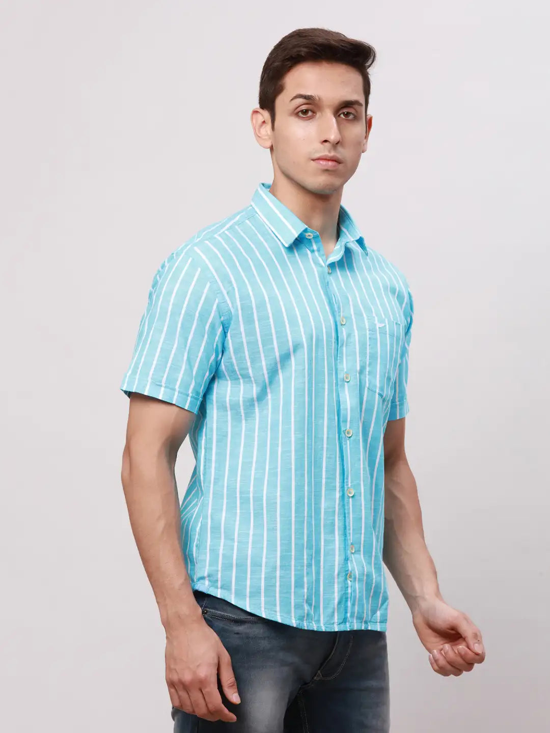 Men White Super Slim Fit Solid Cotton Blend Shirts