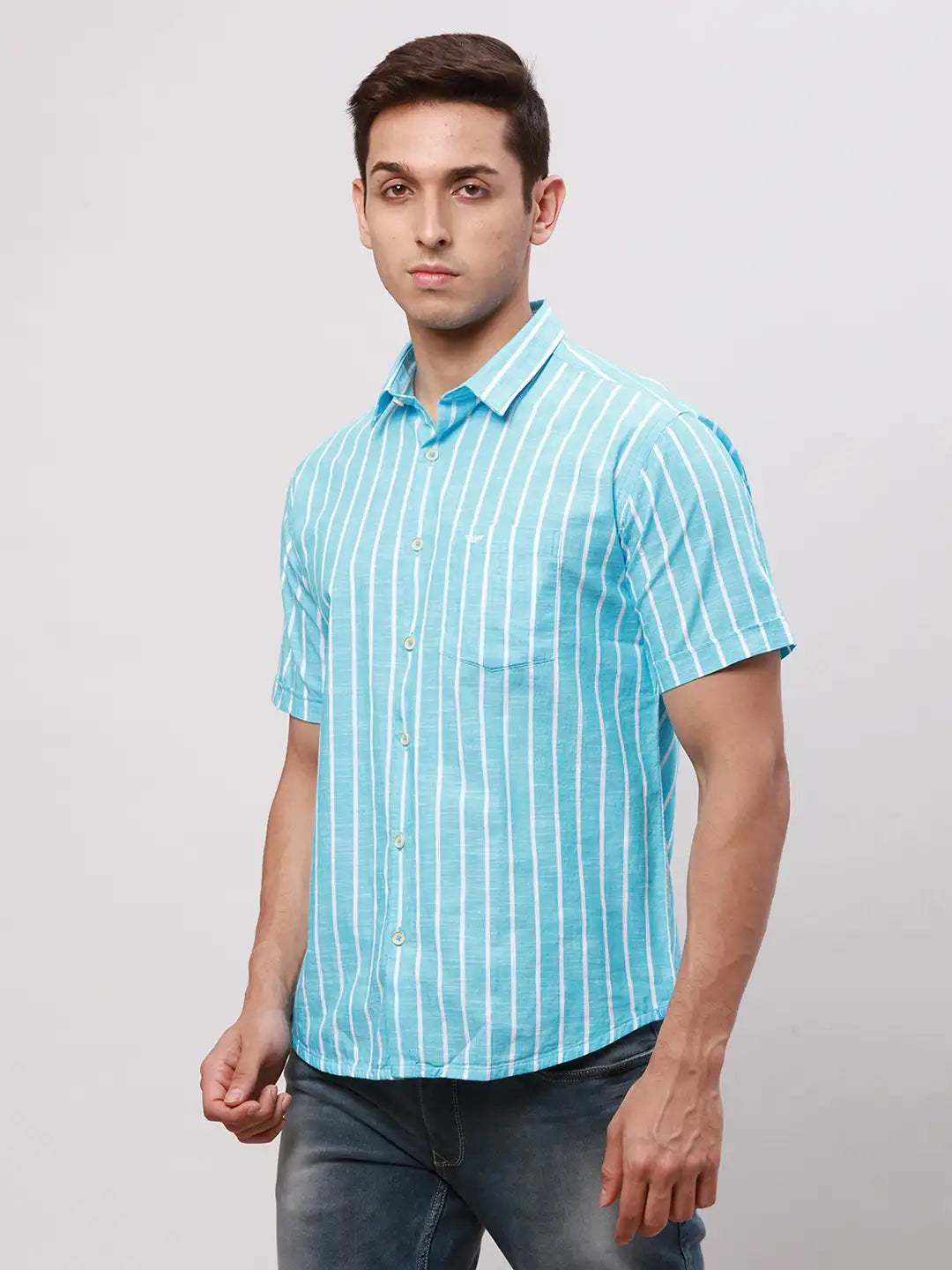 Men White Super Slim Fit Solid Cotton Blend Shirts