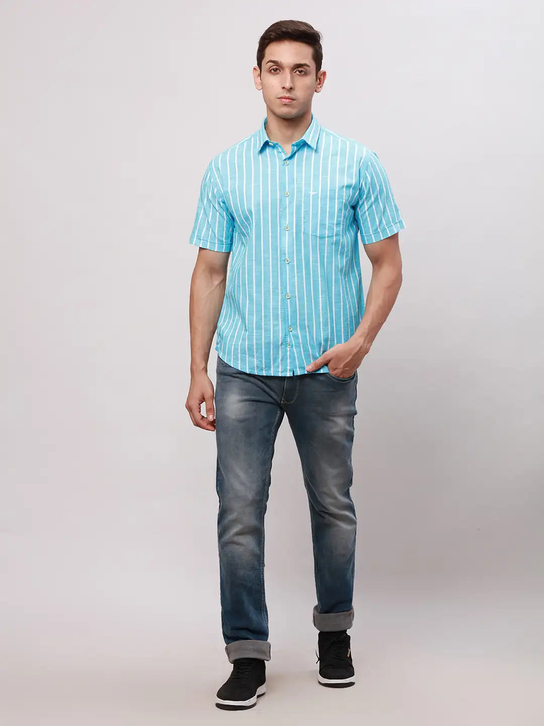 Men White Super Slim Fit Solid Cotton Blend Shirts