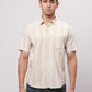 Men Green Slim Fit Stripe Cotton Shirts