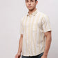Men Green Slim Fit Stripe Cotton Shirts