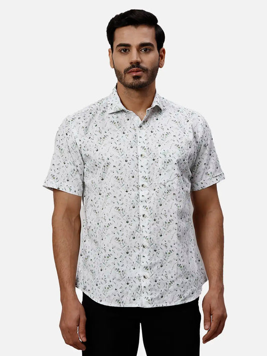 Park Avenue Slim Fit Printed Medium Green Shirt