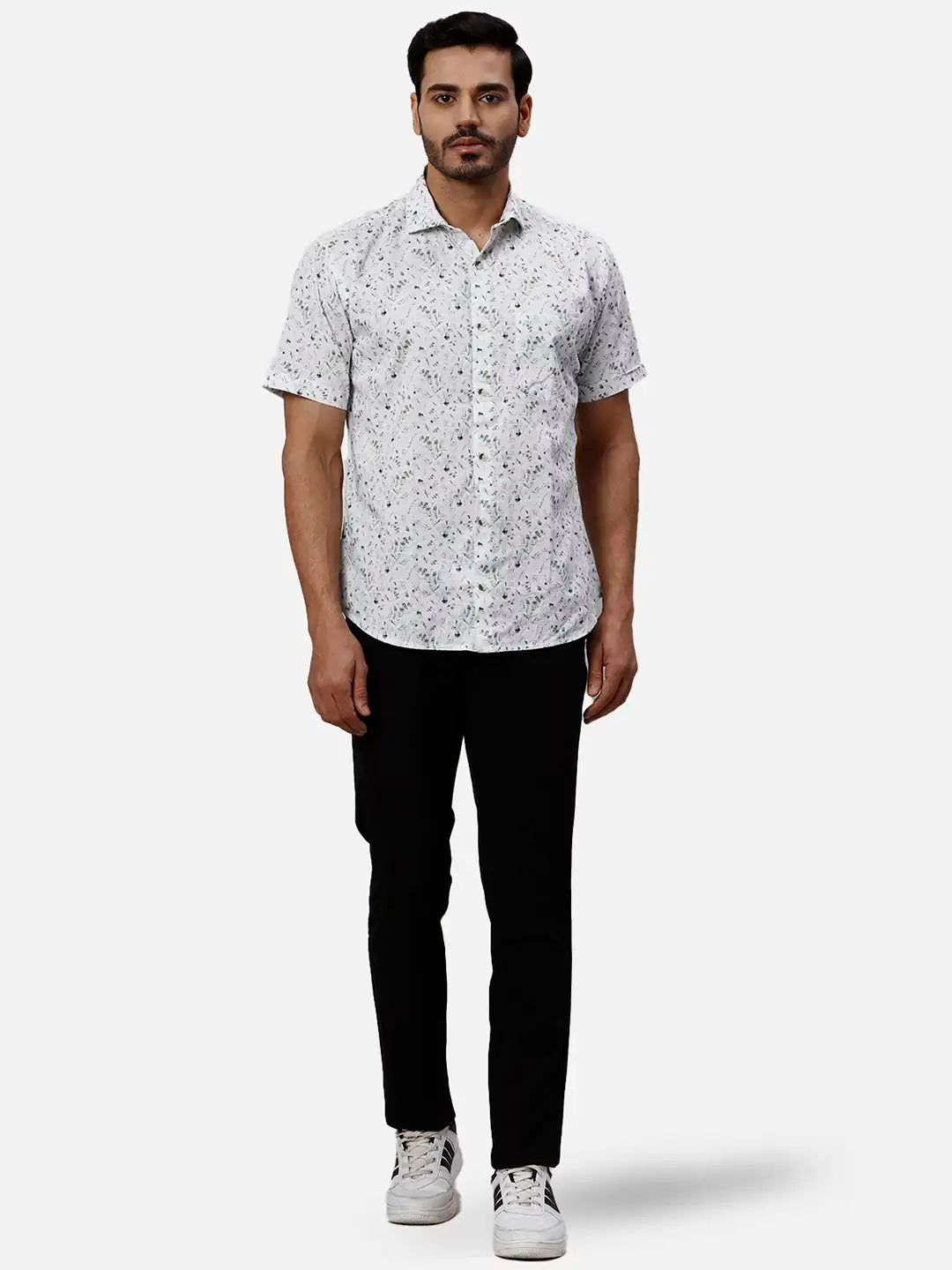 Park Avenue Slim Fit Printed Medium Green Shirt