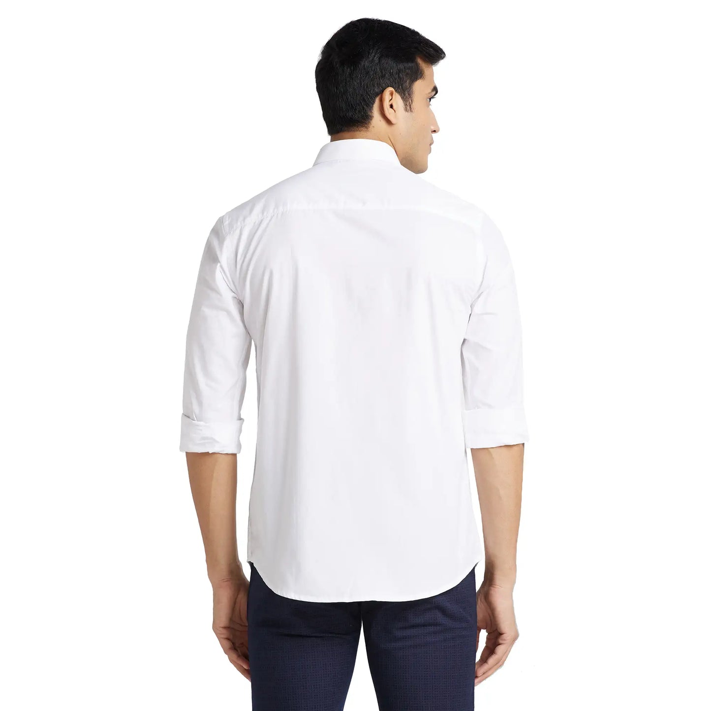 Park Avenue Men White Print Slim Fit Cotton Shirt