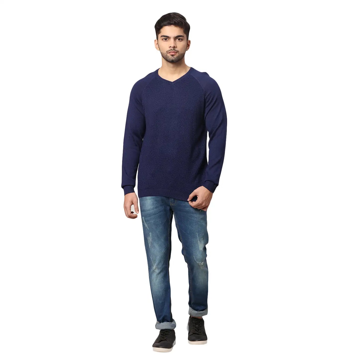 Men Regular Fit Black Sweater