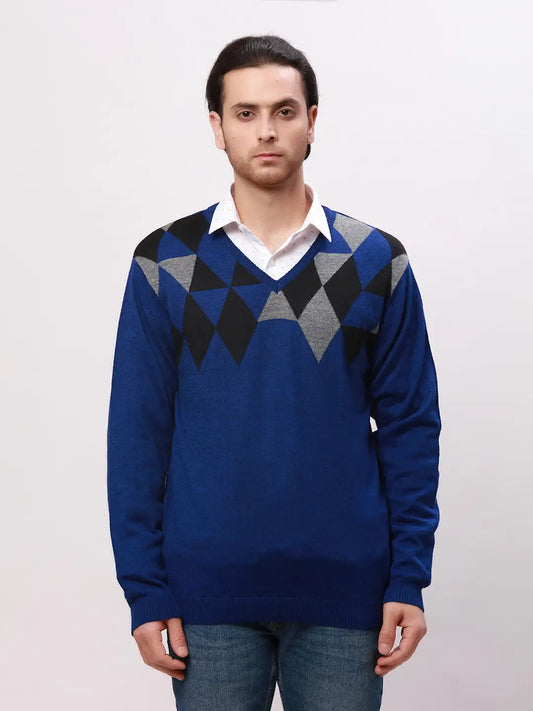 Park Avenue Men Fawn Solid Regular Fit Acrylic Blend Full Sleeve Pullover