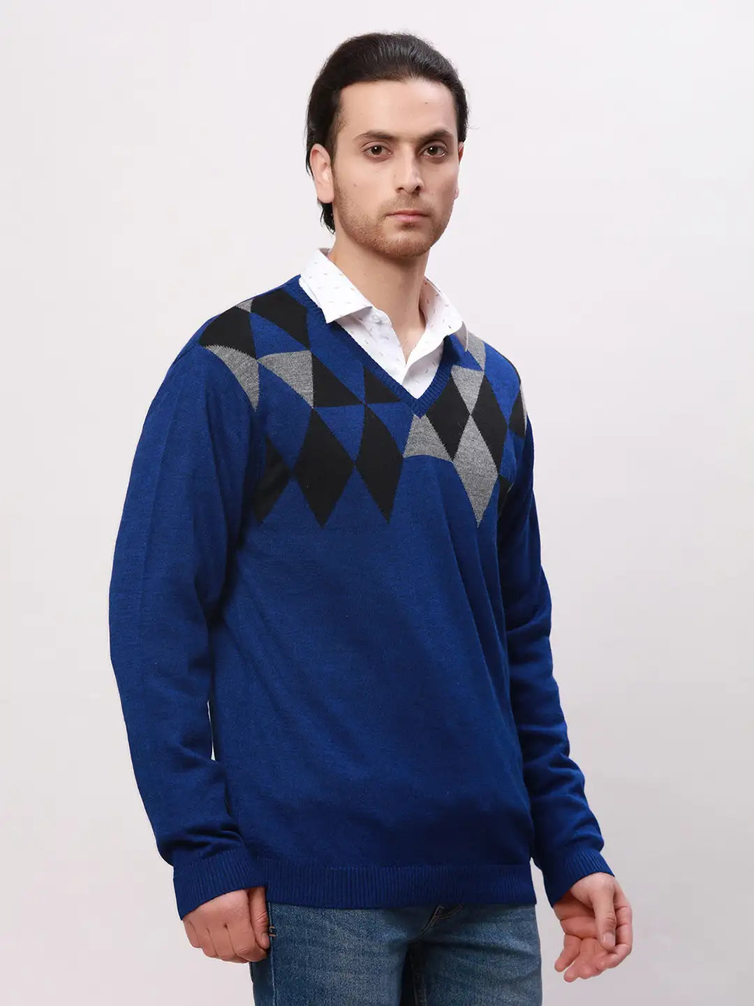 Park Avenue Men Fawn Solid Regular Fit Acrylic Blend Full Sleeve Pullover