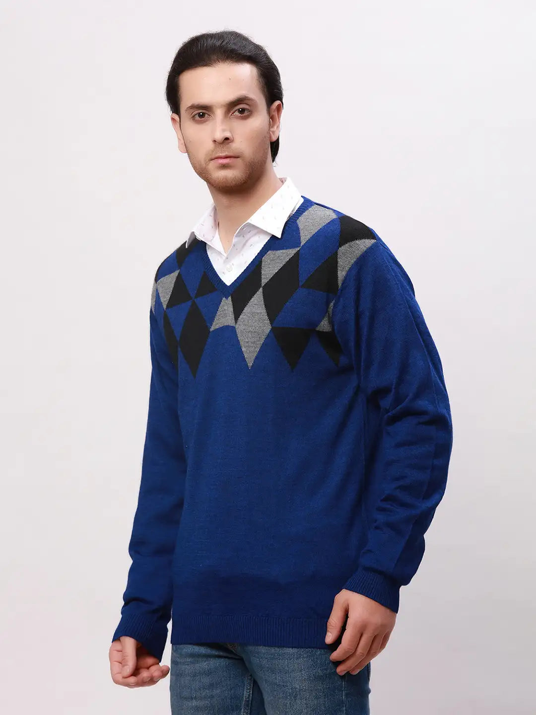 Park Avenue Men Fawn Solid Regular Fit Acrylic Blend Full Sleeve Pullover