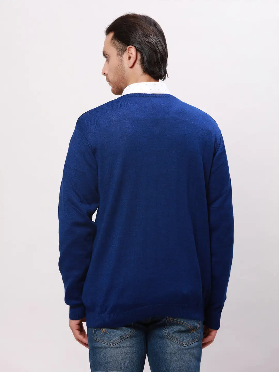Park Avenue Men Fawn Solid Regular Fit Acrylic Blend Full Sleeve Pullover
