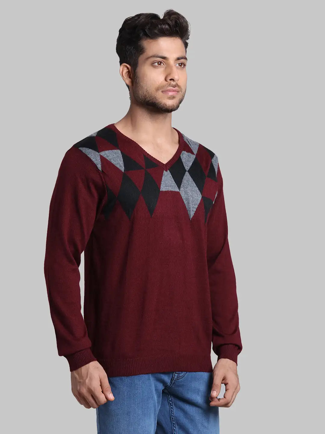 Men Regular Fit  Red Sweater
