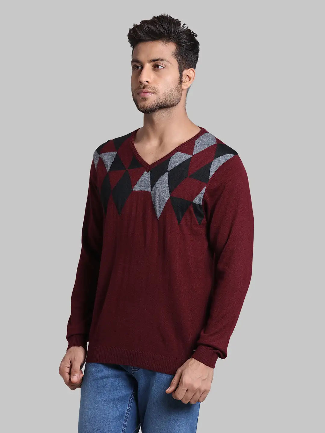 Men Regular Fit  Red Sweater