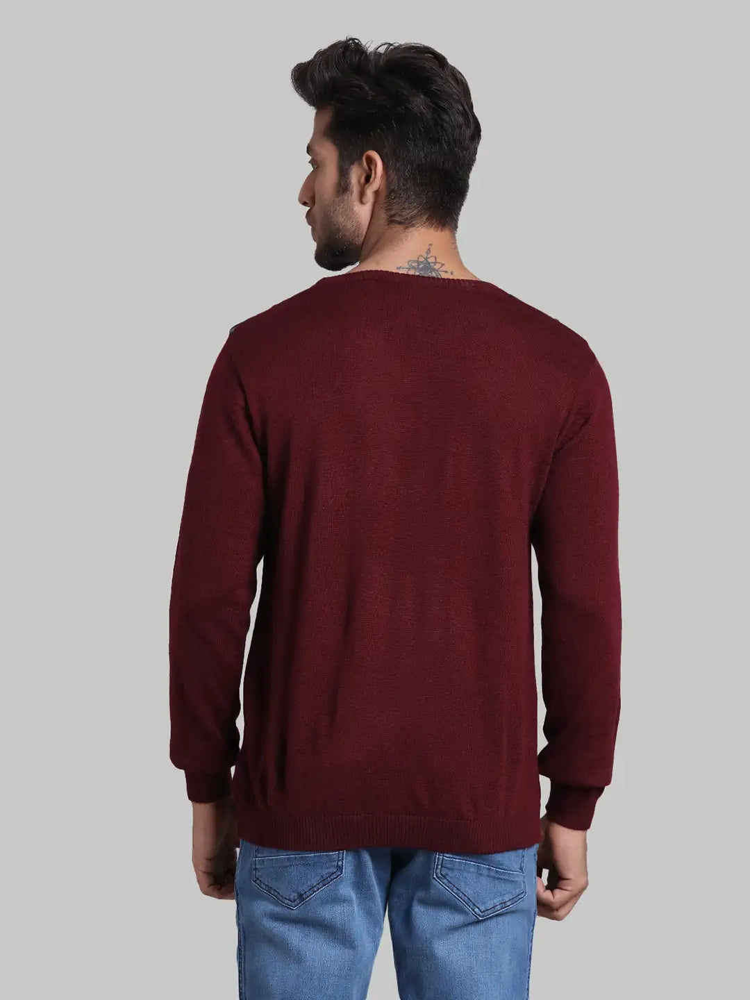 Men Regular Fit  Red Sweater