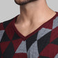 Men Regular Fit  Red Sweater