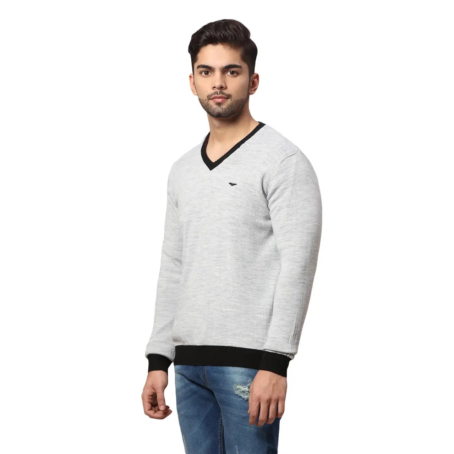 Men Regular Fit Blue Sweater