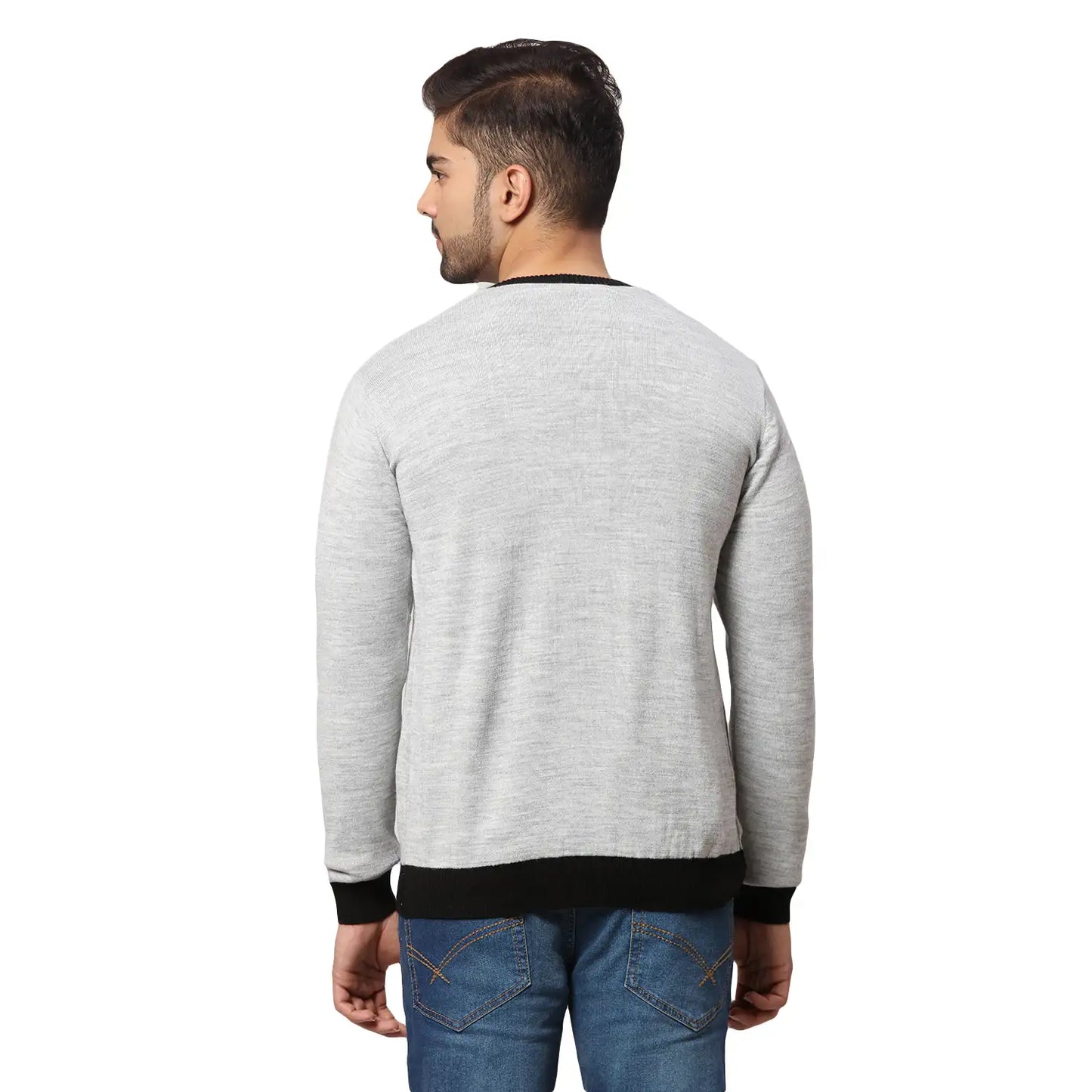 Men Regular Fit Blue Sweater