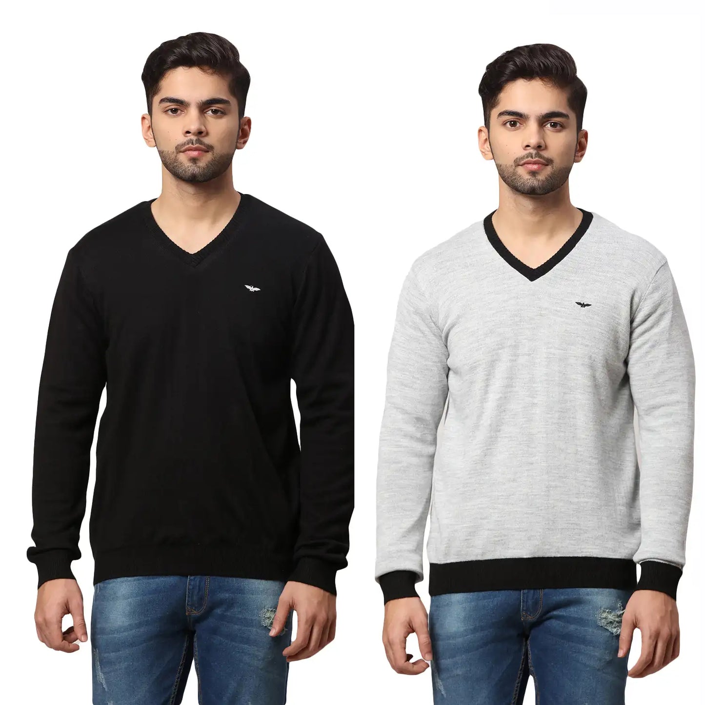 Men Regular Fit Blue Sweater