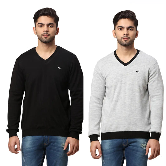 Men Regular Fit Blue Sweater