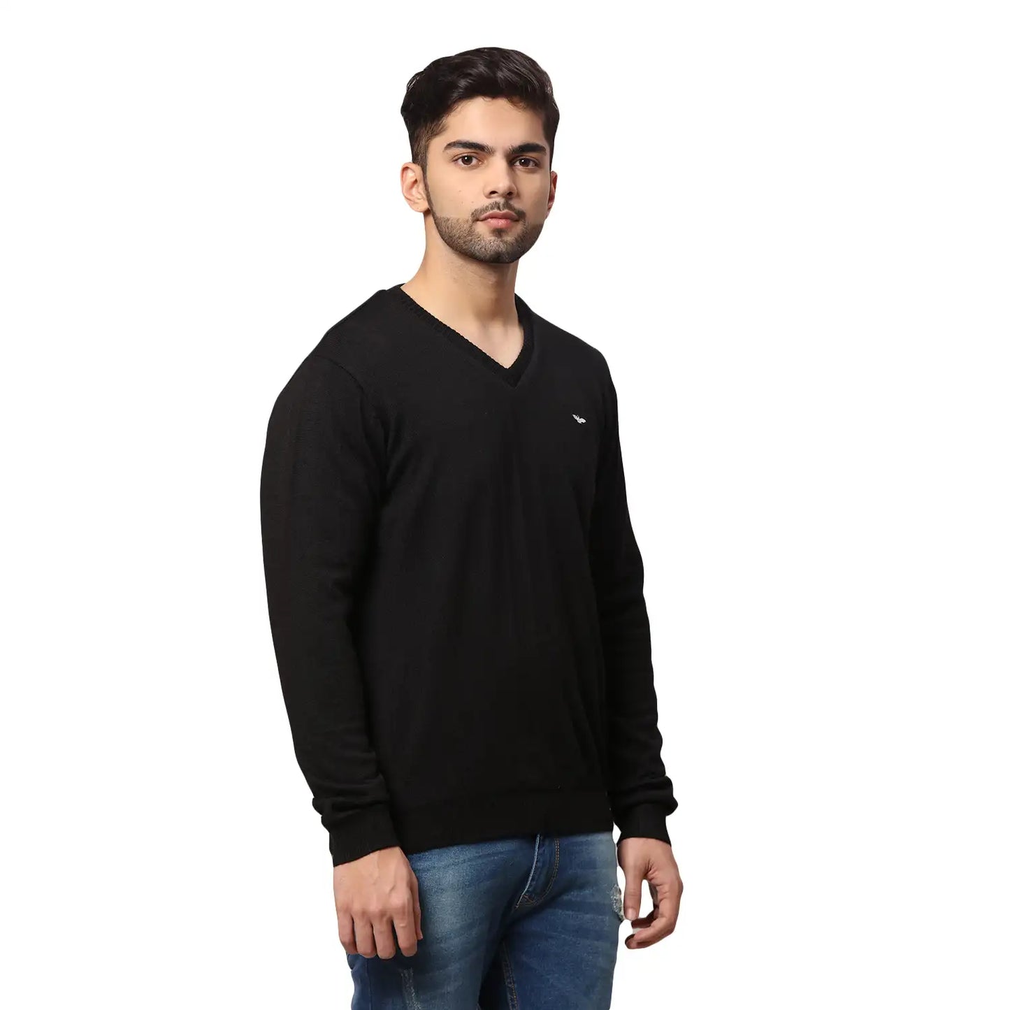 Men Regular Fit Blue Sweater