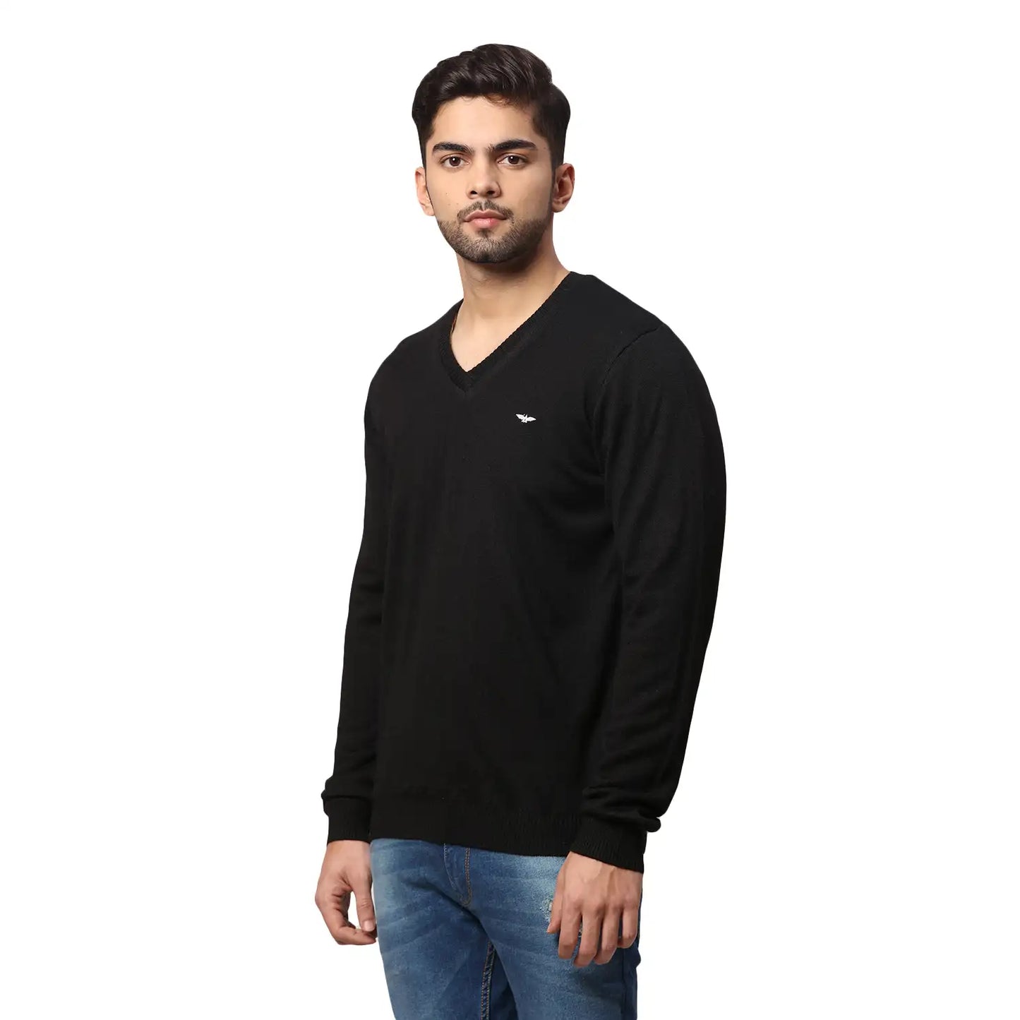 Men Regular Fit Blue Sweater