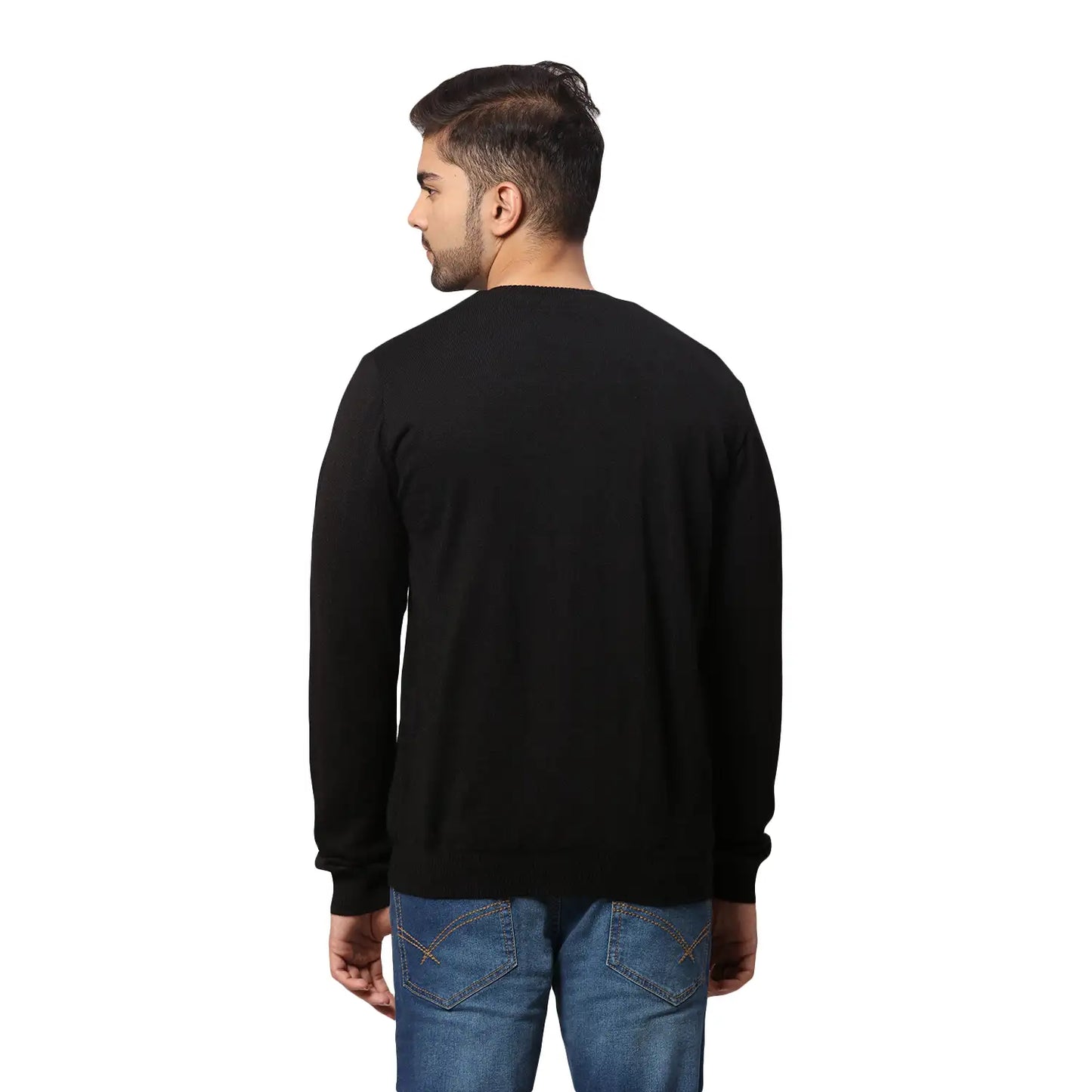 Men Regular Fit Blue Sweater