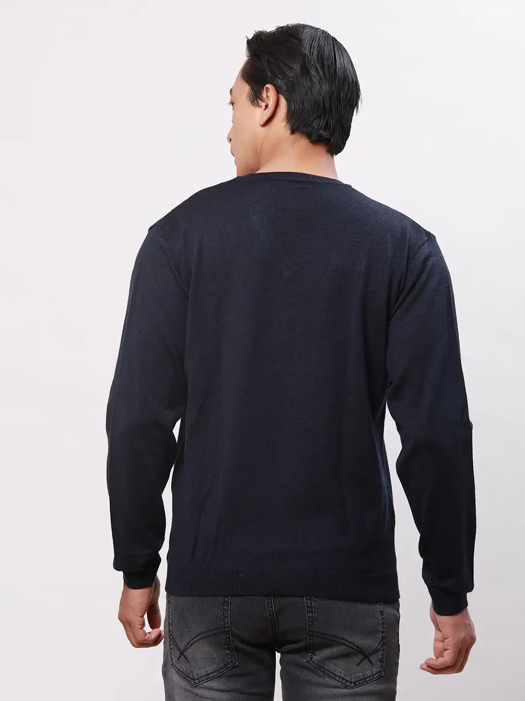 Park Avenue Men Black Argyle Regular Acrylic Blend Full Sleeve Pullover