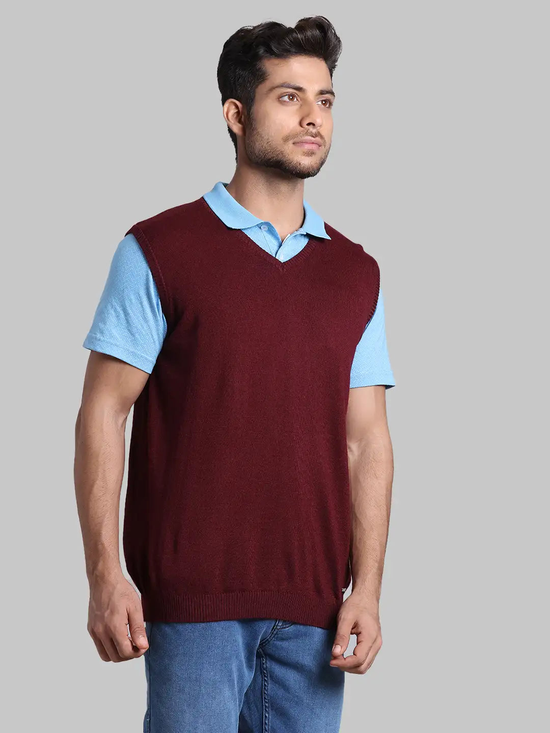 Men Regular Fit  Red Sweater