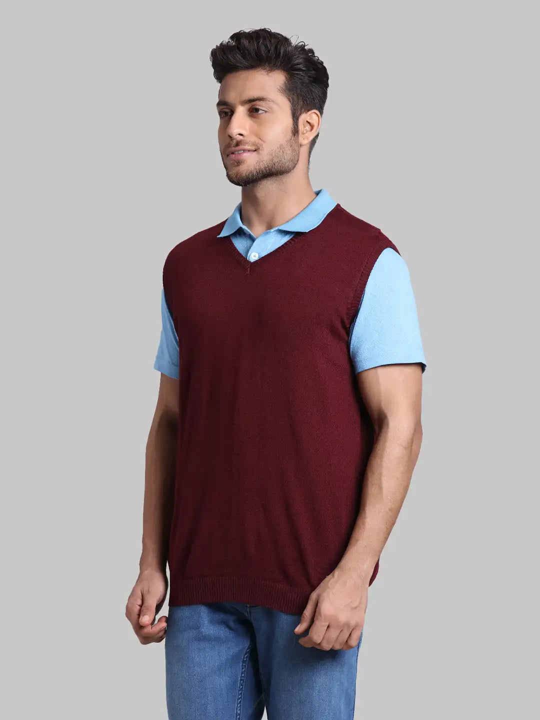Men Regular Fit  Red Sweater