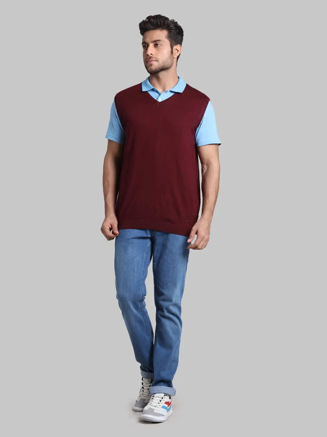 Men Regular Fit  Red Sweater