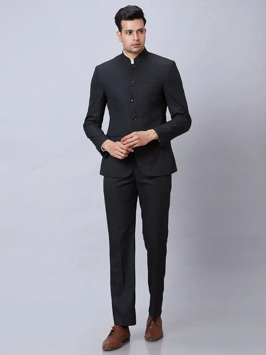 Men Petrol Regular Fit Dobby Terelyne Blend Suit