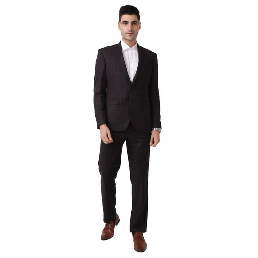 Men Super Slim Fit Dark Brown Suit