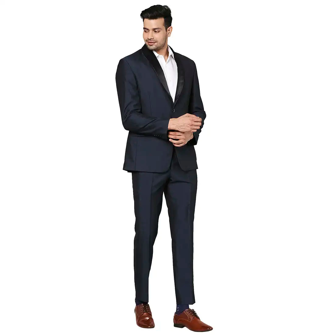 Men Super Slim Fit Dark Blue Suit