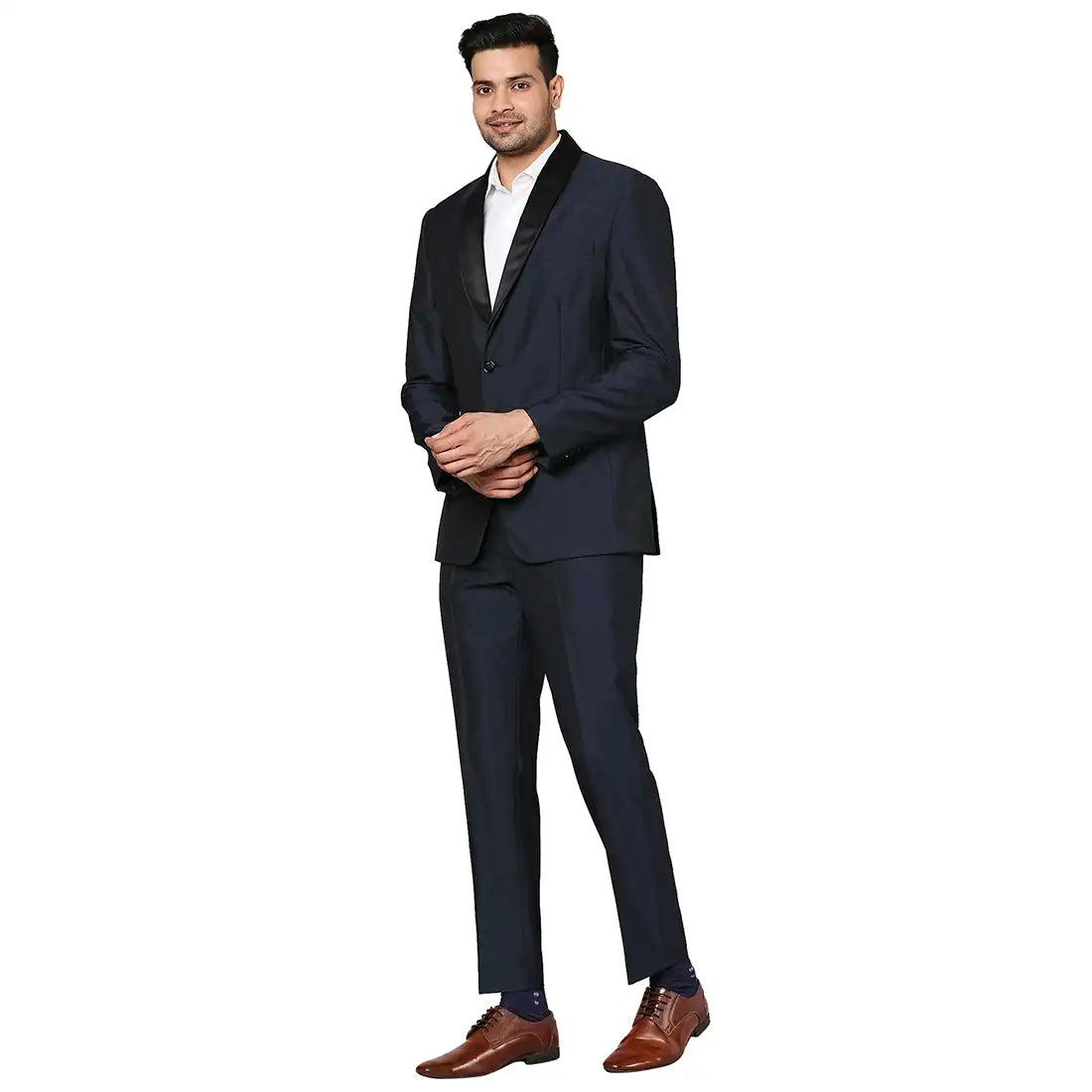 Men Super Slim Fit Dark Blue Suit