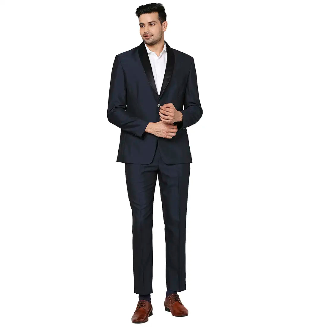 Men Super Slim Fit Dark Blue Suit