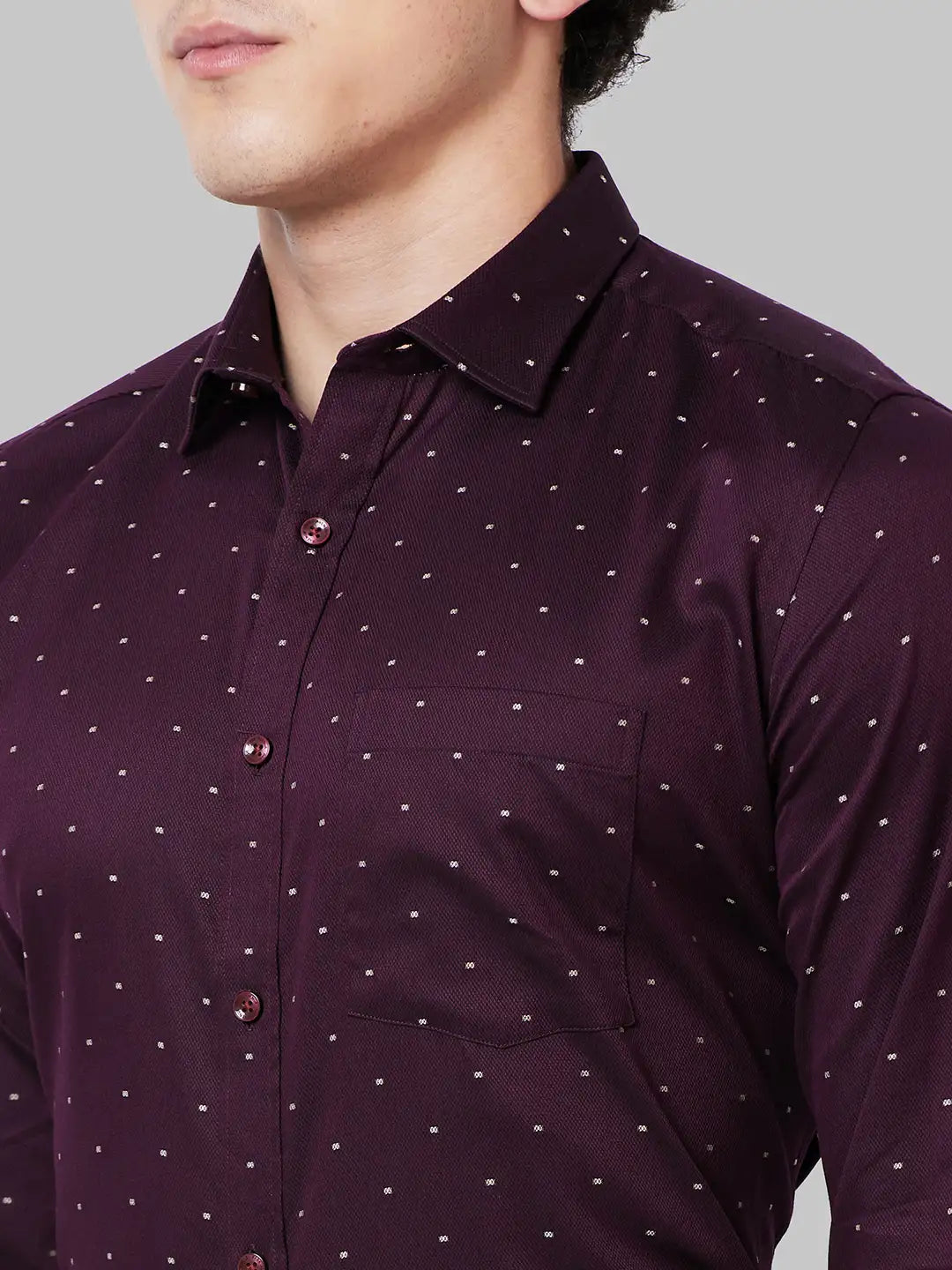 Men Maroon Regular Fit Structure Cotton Full Sleeve Shirts – MyRaymond