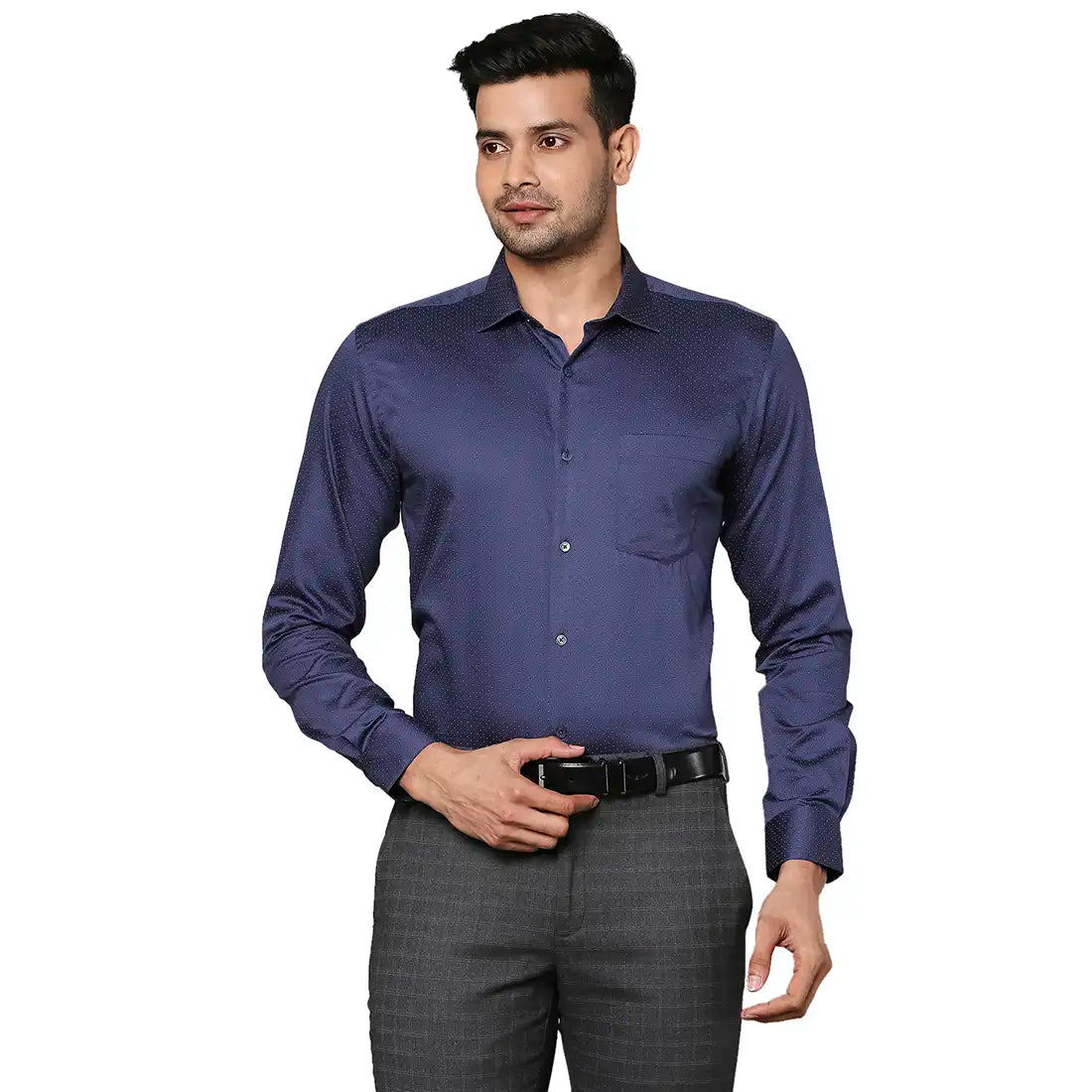 Men Slim Fit Dark Blue Shirt