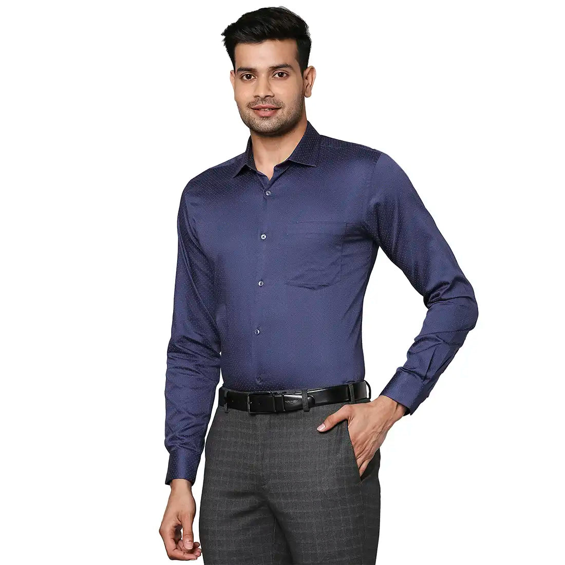 Men Slim Fit Dark Blue Shirt