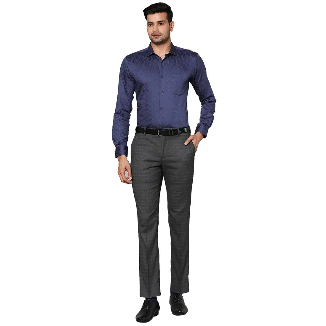 Men Slim Fit Dark Blue Shirt