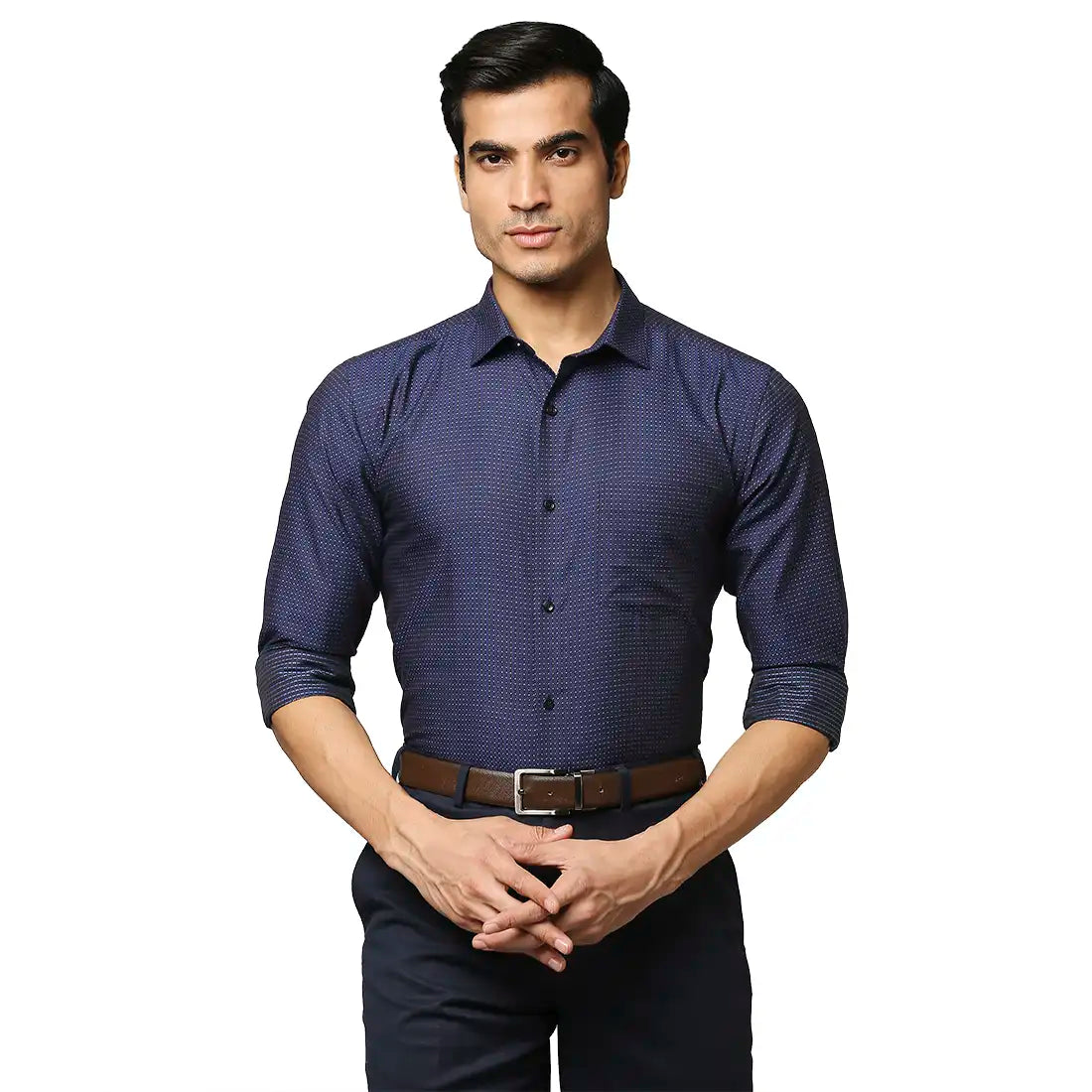 Men Slim Fit Dark Blue Shirt