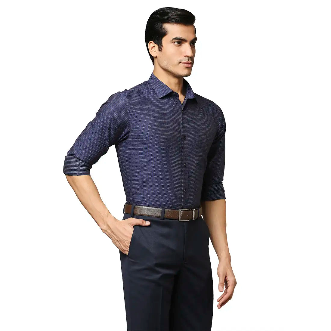 Men Slim Fit Dark Blue Shirt